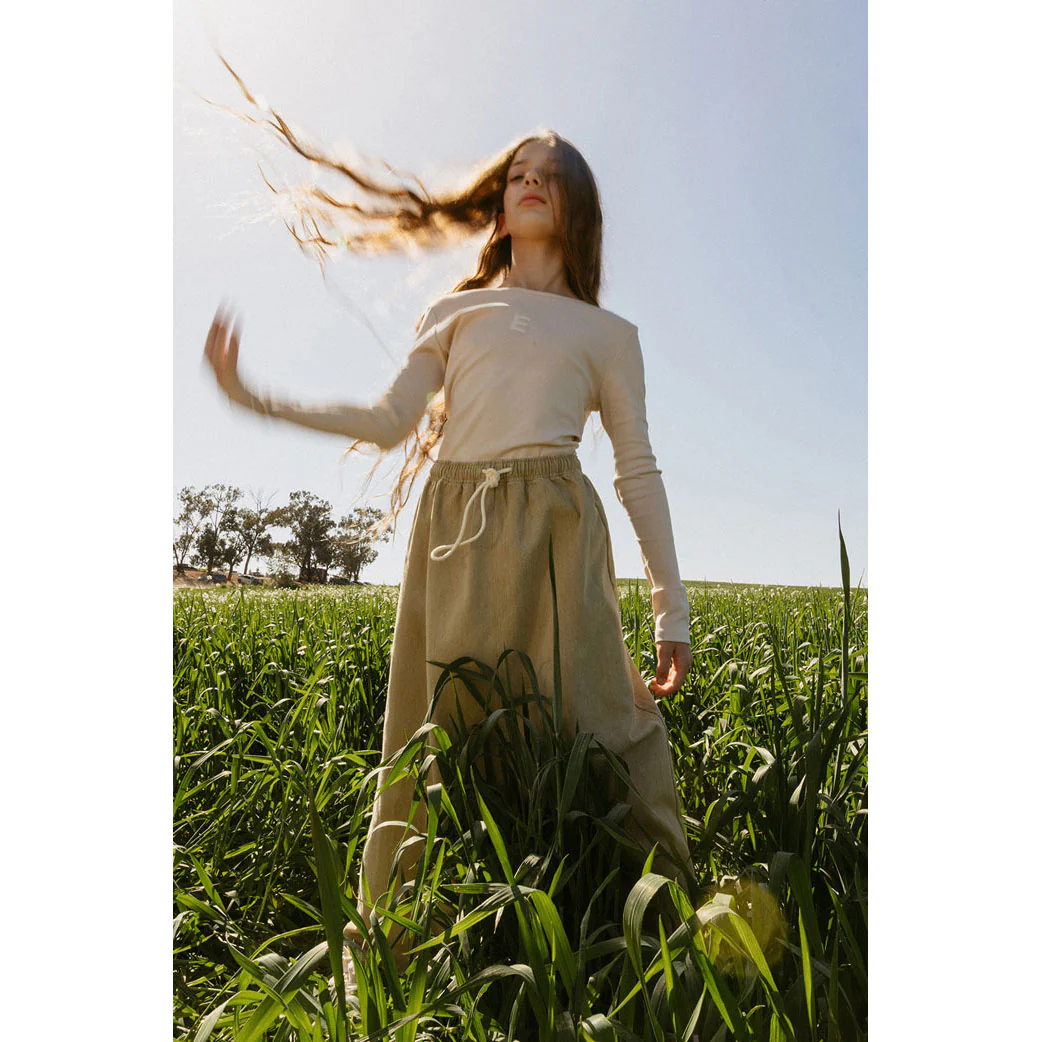 Elements Washed Taupe Denim Drawstring Skirt - Image 4